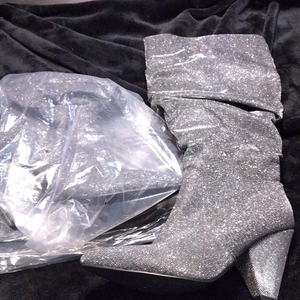 Silver studded scrunchie boots